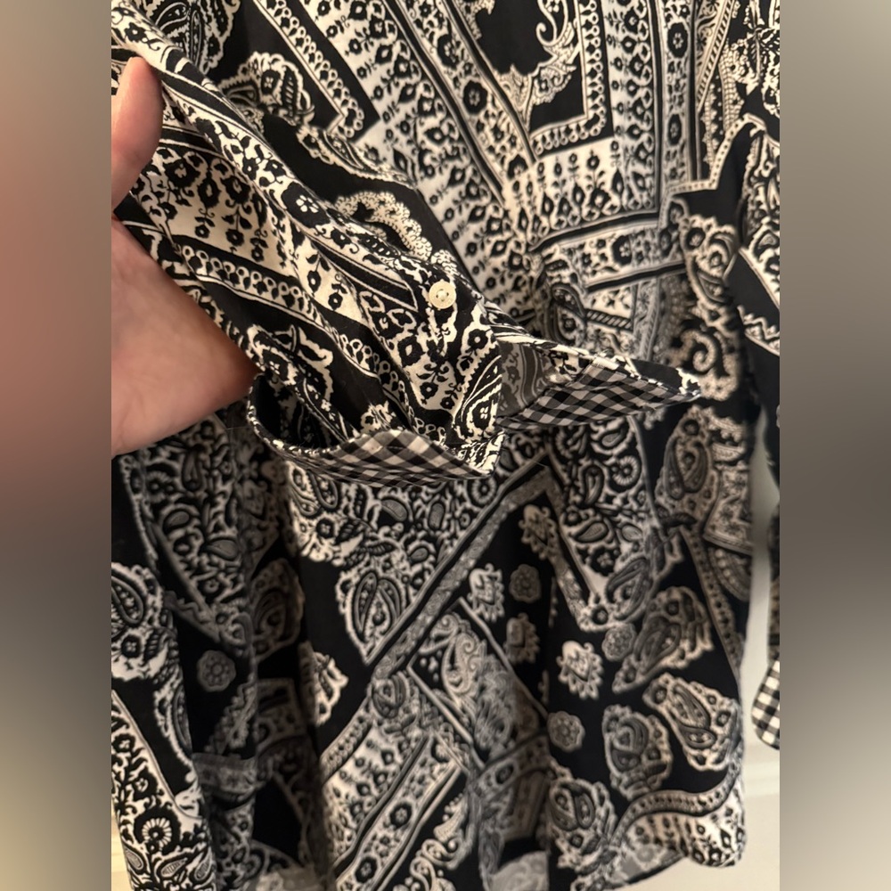 CHAPS Black and White Paisley Print Blouse - Picture 5 of 10